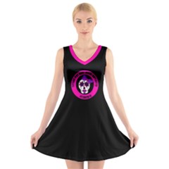 Tn  Skull V-neck Sleeveless Skater Dress by TNatH3