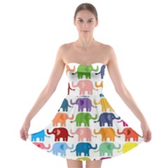 Colorful Small Elephants Strapless Bra Top Dress by Brittlevirginclothing