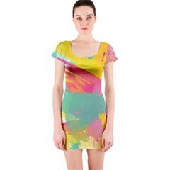 Paint Brush Short Sleeve Bodycon Dress by Brittlevirginclothing