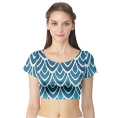 Blue Scale  Short Sleeve Crop Top (tight Fit) by Brittlevirginclothing