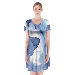 Paint In Water Short Sleeve V-neck Flare Dress by Brittlevirginclothing