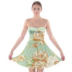 Vintage Pastel Flowers Strapless Bra Top Dress by Brittlevirginclothing