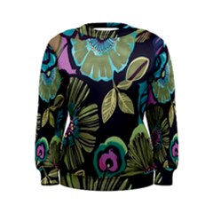 Dark Colored Lila Flowers Women s Sweatshirt by Brittlevirginclothing