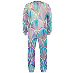 Colorful Lila Toned Mosaic Onepiece Jumpsuit (men)  by Brittlevirginclothing