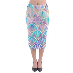 Colorful Lila Toned Mosaic Midi Pencil Skirt by Brittlevirginclothing