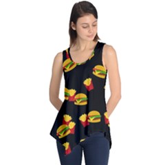 Hamburgers And French Fries Pattern Sleeveless Tunic by Valentinaart