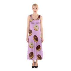 Donuts Pattern - Pink Sleeveless Maxi Dress by Valentinaart