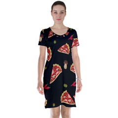 Pizza Slice Patter Short Sleeve Nightdress by Valentinaart