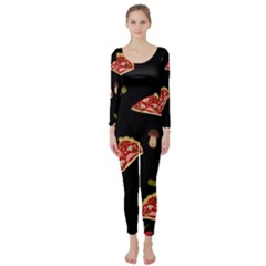 Pizza Slice Patter Long Sleeve Catsuit by Valentinaart
