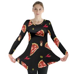 Pizza Slice Patter Long Sleeve Tunic  by Valentinaart