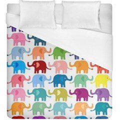 Cute Colorful Elephants Duvet Cover (king Size) by Brittlevirginclothing