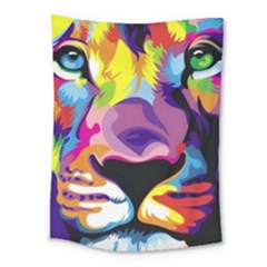 Colorful Lion Medium Tapestry by Brittlevirginclothing