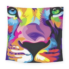 Colorful Lion Square Tapestry (large) by Brittlevirginclothing