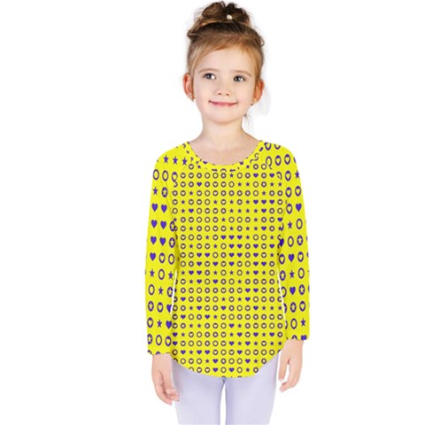 Heart Circle Star Seamless Pattern Kids  Long Sleeve Tee by Amaryn4rt