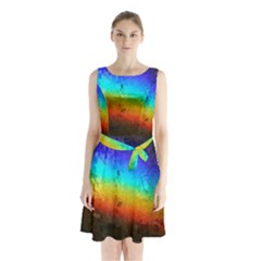 Rainbow Color Prism Colors Sleeveless Chiffon Waist Tie Dress by Amaryn4rt