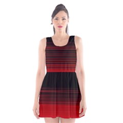 Abstract Of Red Horizontal Lines Scoop Neck Skater Dress