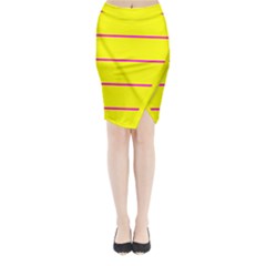 Background Image Horizontal Lines And Stripes Seamless Tileable Magenta Yellow Midi Wrap Pencil Skirt by Amaryn4rt