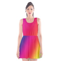 Rainbow Colors Scoop Neck Skater Dress