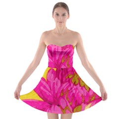 Cute Pink Flower Strapless Bra Top Dress by Brittlevirginclothing