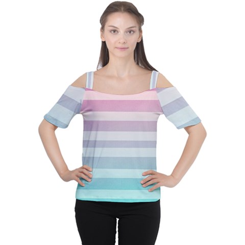 Colorful Vertical Lines Women s Cutout Shoulder Tee by Brittlevirginclothing