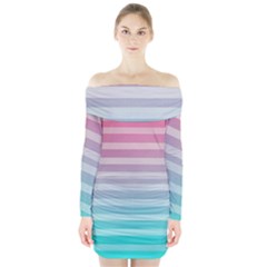 Colorful Vertical Lines Long Sleeve Off Shoulder Dress by Brittlevirginclothing