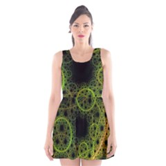 Abstract Circles Yellow Black Scoop Neck Skater Dress