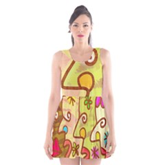 Abstract Faces Abstract Spiral Scoop Neck Skater Dress