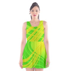 Abstract Green Yellow Background Scoop Neck Skater Dress