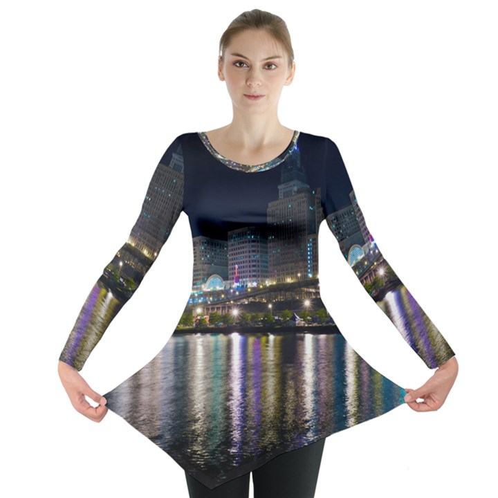 Cleveland Building City By Night Long Sleeve Tunic 