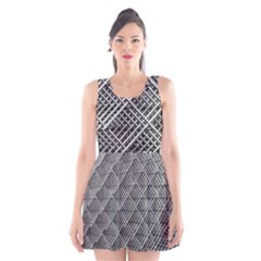 Grid Wire Mesh Stainless Rods Rods Raster Scoop Neck Skater Dress