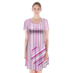 Pink Love Pattern Short Sleeve V-neck Flare Dress by Valentinaart