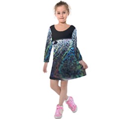 Bubble Iridescent Soap Bubble Kids  Long Sleeve Velvet Dress by Amaryn4rt