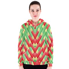 Christmas Geometric 3d Design Women s Zipper Hoodie by Amaryn4rt