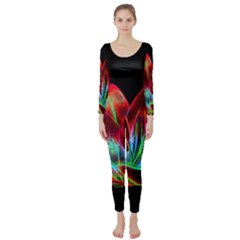Flower Pattern Design Abstract Background Long Sleeve Catsuit by Amaryn4rt