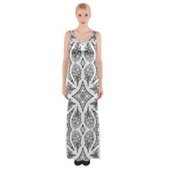 Mandala Line Art Black And White Maxi Thigh Split Dress by Amaryn4rt