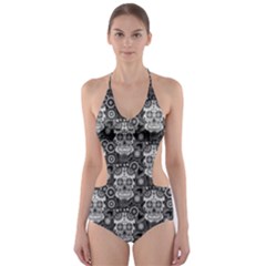 Sugar Skull Cut-out One Piece Swimsuit