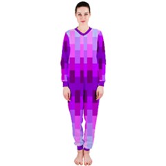 Geometric Cubes Pink Purple Blue Onepiece Jumpsuit (ladies)  by Nexatart