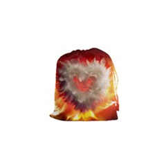 Arts Fire Valentines Day Heart Love Flames Heart Drawstring Pouches (xs)  by Nexatart
