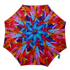Clothespins Colorful Laundry Jam Pattern Hook Handle Umbrellas (large) by Nexatart