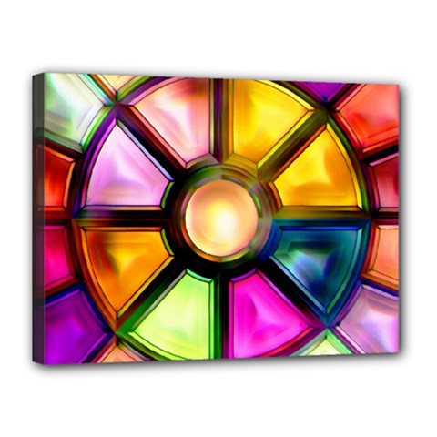 Glass Colorful Stained Glass Canvas 16  X 12  by Nexatart