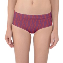 Red Pattern Mid-waist Bikini Bottoms by Valentinaart