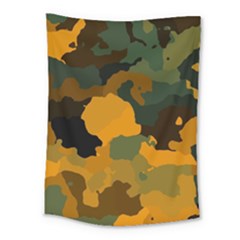 Background For Scrapbooking Or Other Camouflage Patterns Orange And Green Medium Tapestry by Nexatart