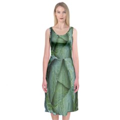 Bright Cabbage Color Dew Flora Midi Sleeveless Dress by Nexatart