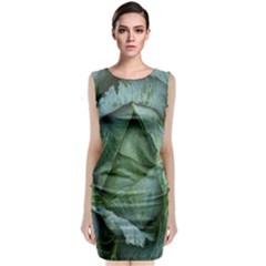 Bright Cabbage Color Dew Flora Sleeveless Velvet Midi Dress by Nexatart