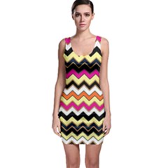 Colorful Chevron Pattern Stripes Sleeveless Bodycon Dress by Nexatart