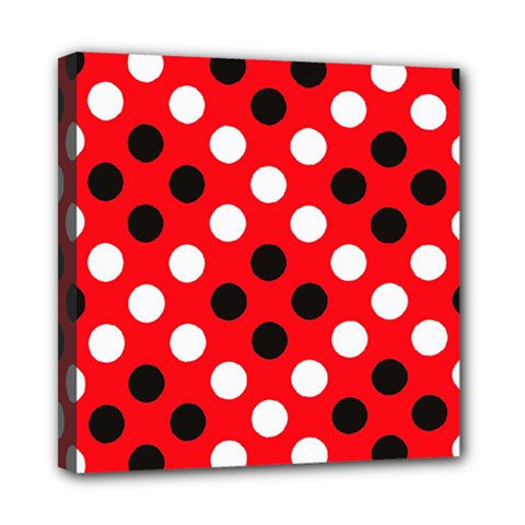 Red & Black Polka Dot Pattern Mini Canvas 8  X 8  by Nexatart