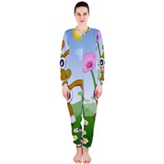 Easter Spring Flowers Happy Onepiece Jumpsuit (ladies)  by Nexatart