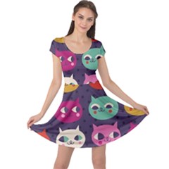 Colorful Kitties Cap Sleeve Dresses by Brittlevirginclothing