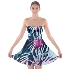 Colorful Palm Pattern Strapless Bra Top Dress by Brittlevirginclothing