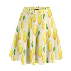 Pattern Template Lemons Yellow High Waist Skirt by Nexatart